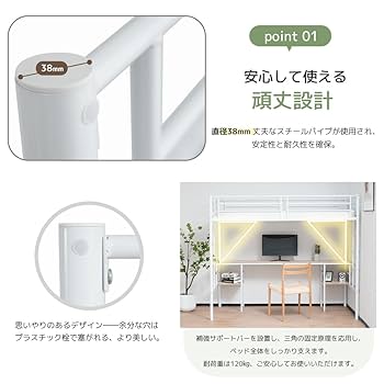 2色選択可能システムベットロフトベッドシングル デスク付きラック棚付きハシゴ階段 61OEw6TguQL._AC_UL210_SR210,